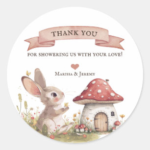 Rond Sticker en Merci de Baby shower de Bunny Woodland