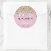 Rond Sticker en Merci de Baby shower rose (Sac)