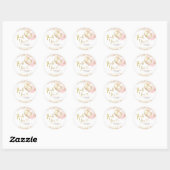 Rond Sticker en Merci de Baby shower rose-bleu (Feuille)