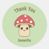 Rond Sticker en Merci de champignons mignons (Devant)