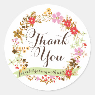 Rond Sticker en Merci de de fleurs d'automne