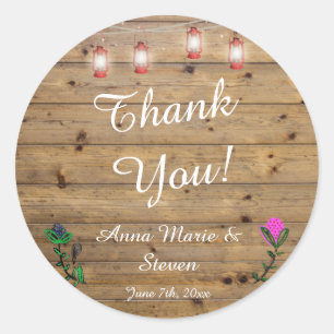 Rond Sticker en Merci de feux de lanterne rustique