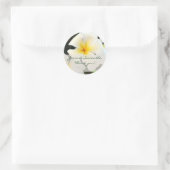 Rond Sticker en Merci de fleurs Plumeria blanc (Sac)