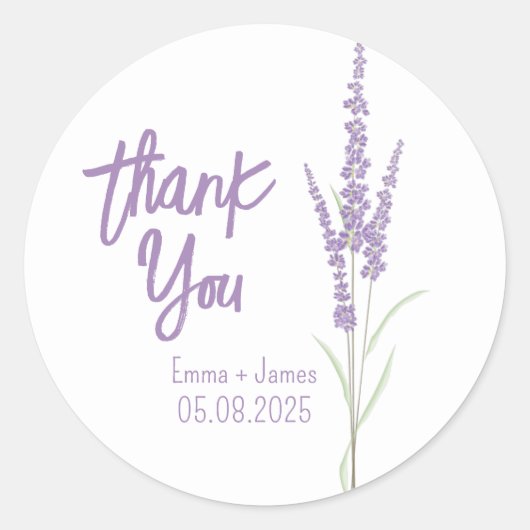 Rond Sticker en Merci de lavande (Devant)