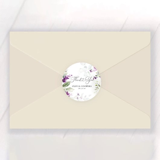 Rond Sticker en Merci de lavande vert pourpre