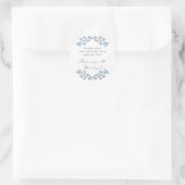 Rond Sticker en Merci de Mariage bleu Dusty (Sac)