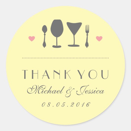 Rond Sticker en Merci de Mariage de fourche rustique ja (Devant)