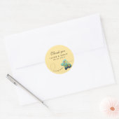 Rond Sticker en Merci de Mariage de papillon jaune (Enveloppe)