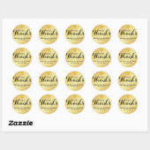 Rond Sticker en Merci de Mariage de script Gold Elegant (Feuille)