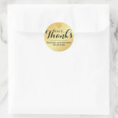 Rond Sticker en Merci de Mariage de script Gold Elegant (Sac)