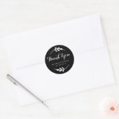 Rond Sticker en Merci de Mariage noir feuille rustique (Enveloppe)