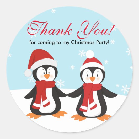 Rond Sticker en Merci de Noël Penguins (Devant)
