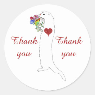 Rond Sticker en Merci de Otter Floral