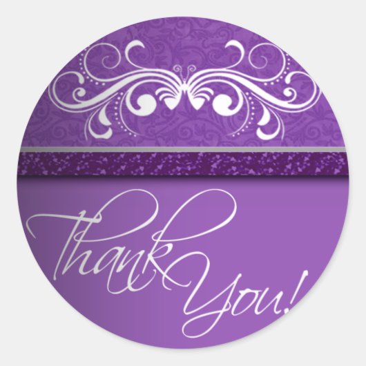 Rond Sticker en Merci de papillon Damask (Devant)