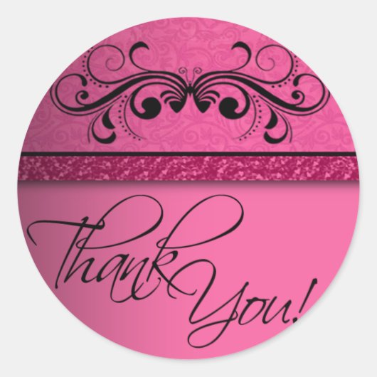 Rond Sticker en Merci de papillon Damask (Devant)