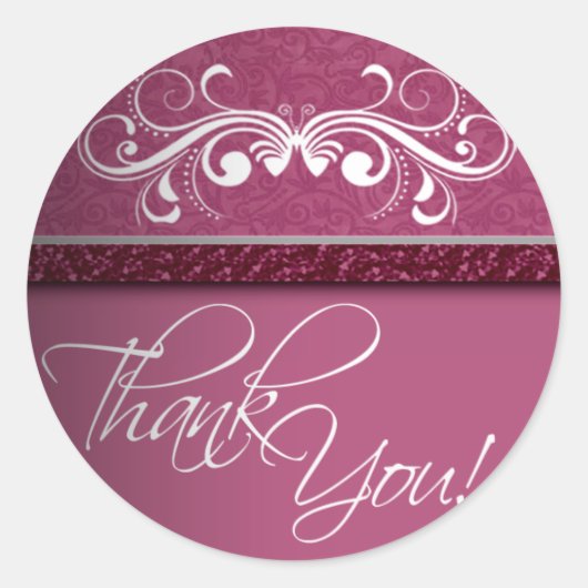 Rond Sticker en Merci de papillon Damask (Devant)