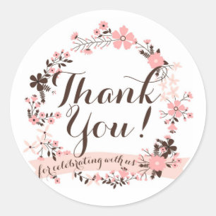 Rond Sticker en Merci de rose et Brown