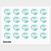Rond Sticker en Merci de Rose Vintage Turquoise (Feuille)