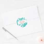 Rond Sticker en Merci de Rose Vintage Turquoise (Enveloppe)
