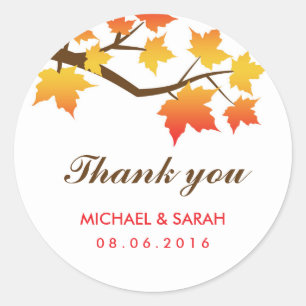 Rond Sticker en Merci Feuille d'érable clair et coloré
