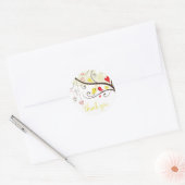 Rond Sticker en Merci Inséparable rouge et jaune (Enveloppe)