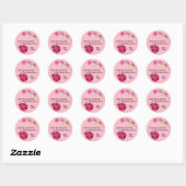 Rond Sticker en Merci Ladybug - rose et vert (Feuille)