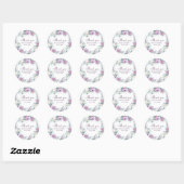 Rond Sticker en Merci Mariage blanc et violet (Feuille)
