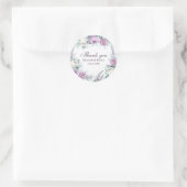 Rond Sticker en Merci Mariage blanc et violet (Sac)