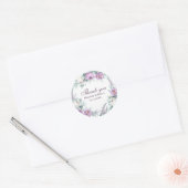 Rond Sticker en Merci Mariage blanc et violet (Enveloppe)
