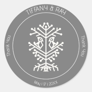 Rond Sticker en Merci Mariage de l'arbre de vie