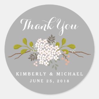 Rond Sticker en Merci Mariage fleuri de Bouquet Succule