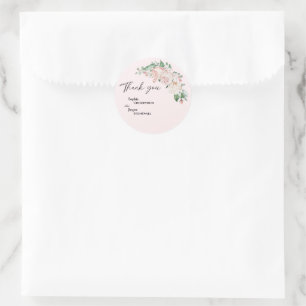 Rond Sticker en Merci Mariage rose flou