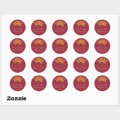Rond Sticker en Merci Mariage rose jaune (Feuille)