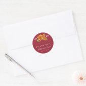 Rond Sticker en Merci Mariage rose jaune (Enveloppe)