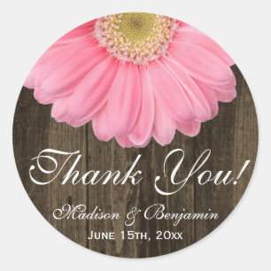 Rond Sticker en Merci Mariage rose rustique