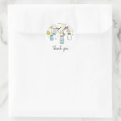 Rond Sticker en Merci Mason bleu et vert (Sac)