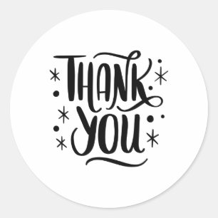 Rond Sticker en Merci minimaliste noir et blanc