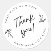 Rond Sticker en Merci moderne blanc simple (Devant)