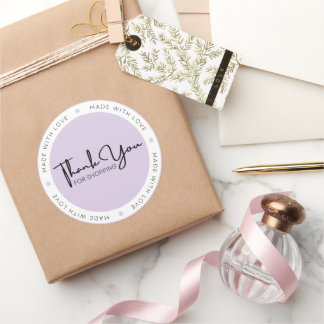 Rond Sticker en Merci moderne violet et blanc