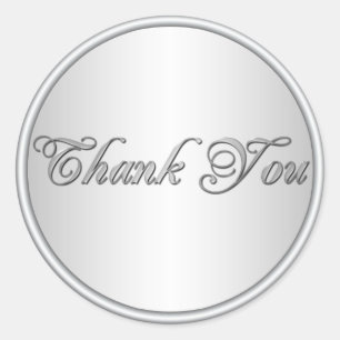 Rond Sticker en Merci noir et argent