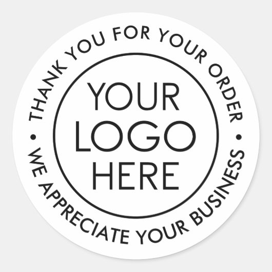 Rond Sticker en Merci noir et blanc personnalisé avec l (Devant)