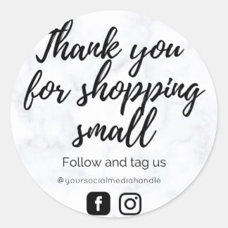 Rond Sticker en Merci noir et Marbre blanc