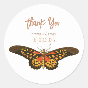 Rond Sticker en Merci papillon vintage