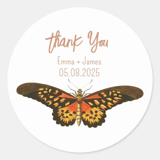 Rond Sticker en Merci papillon vintage (Devant)