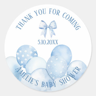 Rond Sticker en Merci Pastel Bleu Doux