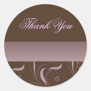 Rond Sticker en Merci Pétal Rose Mocha