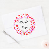 Rond Sticker en Merci Pois rose et rouge (Enveloppe)