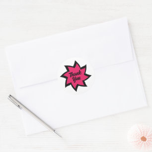 Rond Sticker en Merci rose