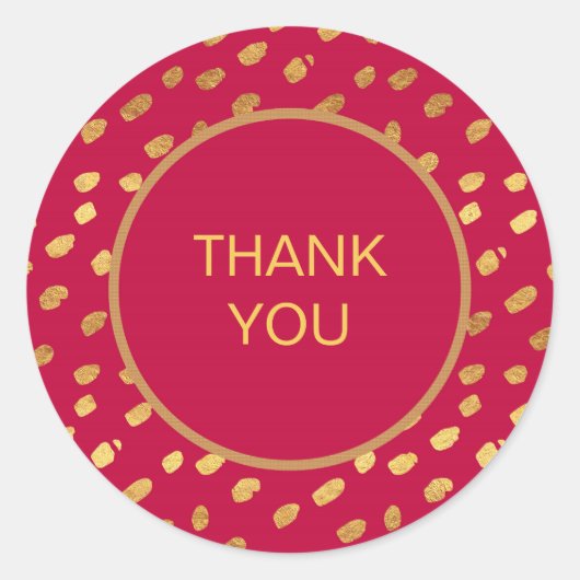 Rond Sticker en Merci rouge et or élégant (Devant)