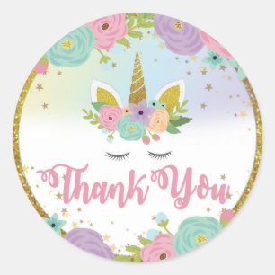 Rond Sticker en Merci Unicorne